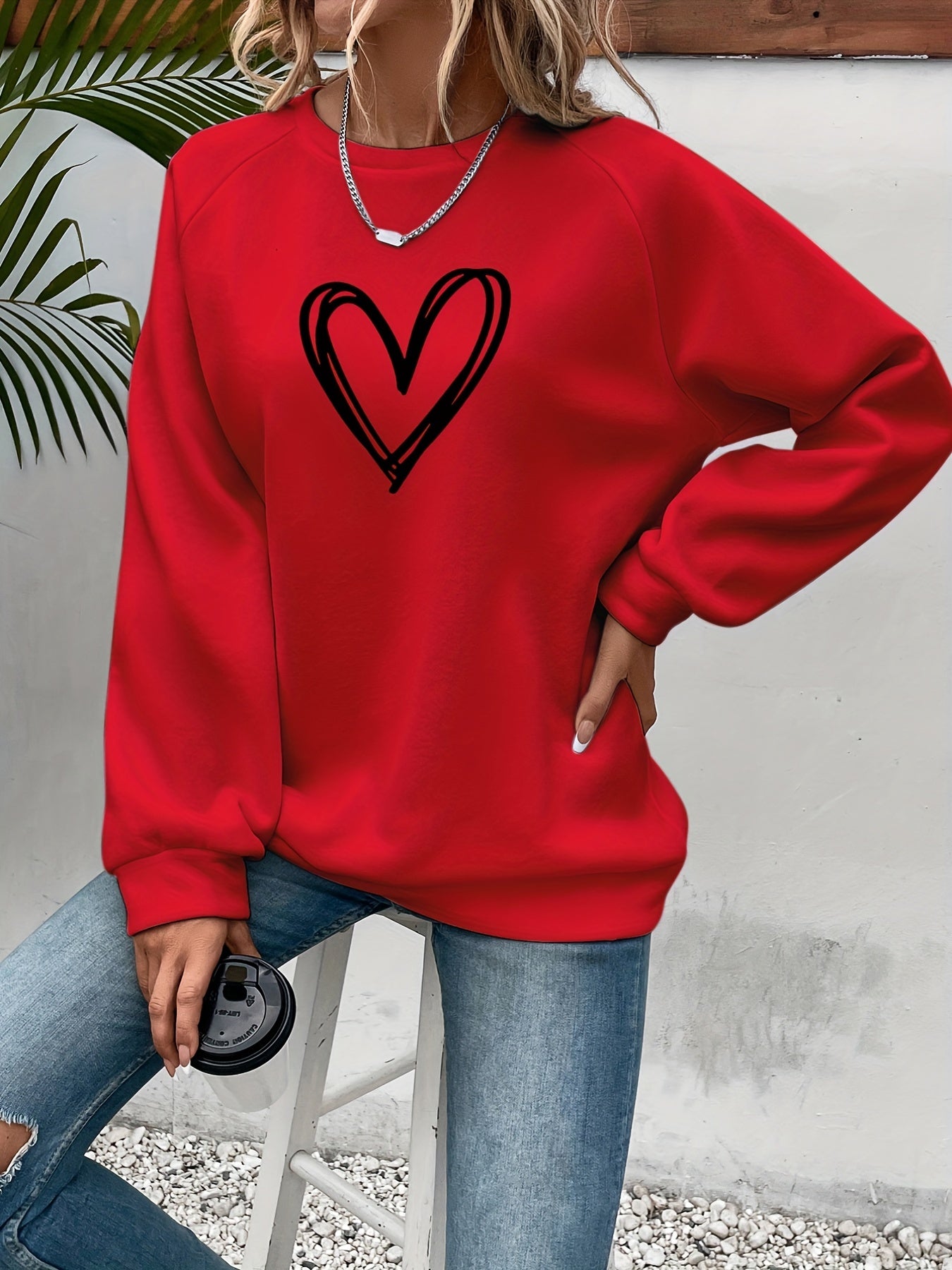 Damska Sweter Codzienny | Motyw Serca