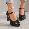 Buty damska na platformie | Pasek w stylu Mary Jane
