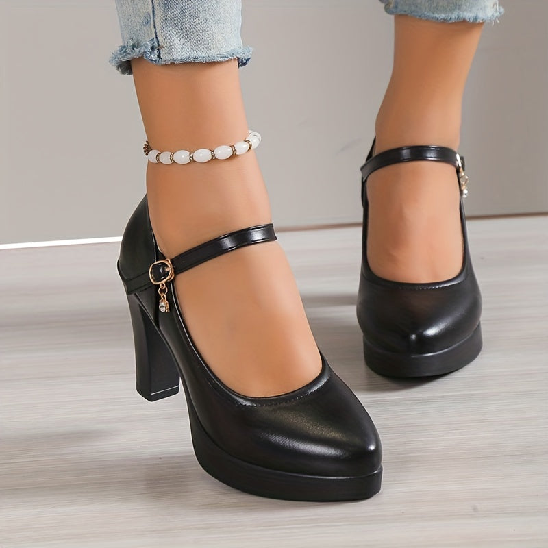 Buty damska na platformie | Pasek w stylu Mary Jane