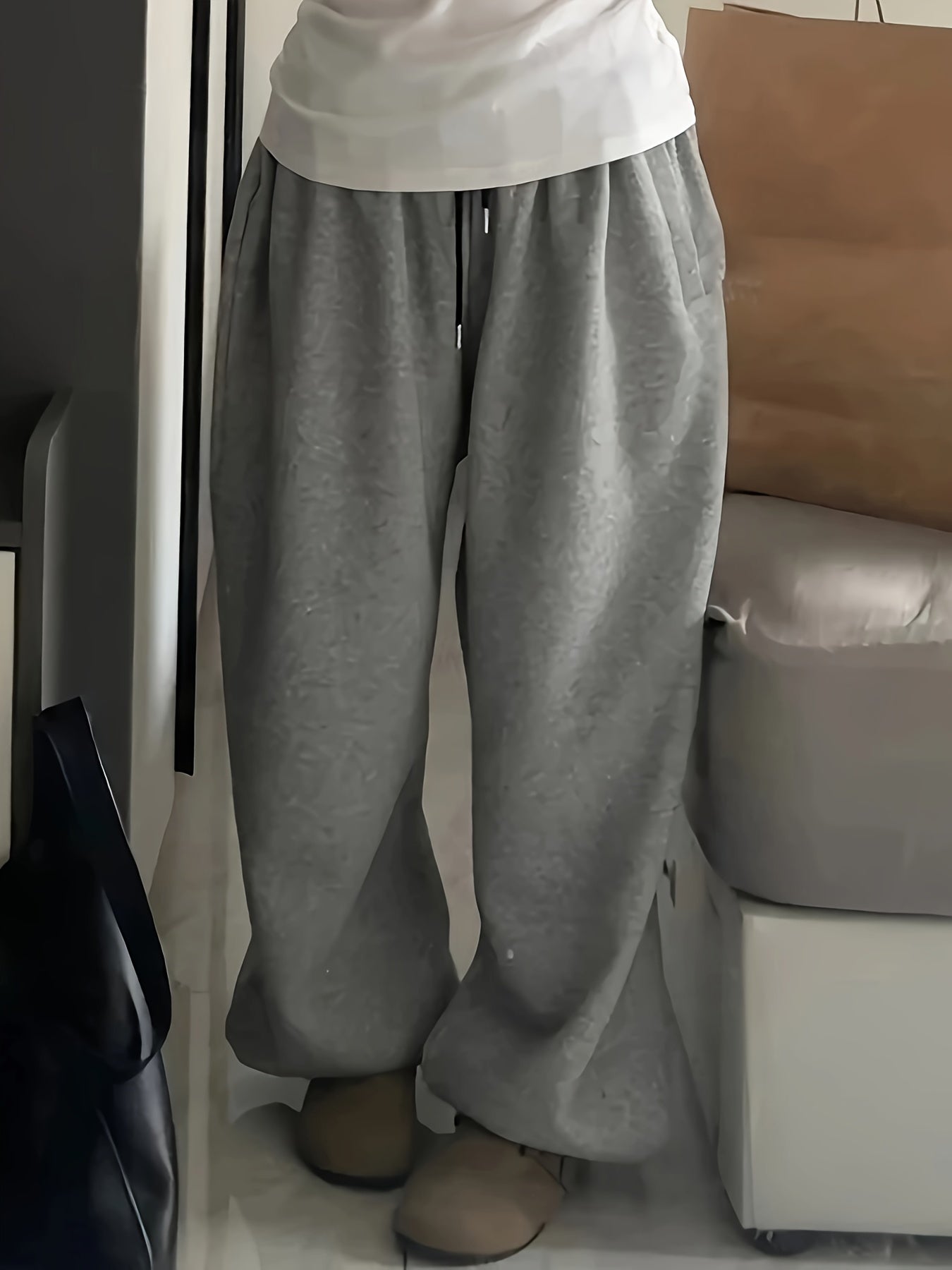 Damska Spodnie Joggery | Z Wysokim Stanem I Szeroką Nogawką