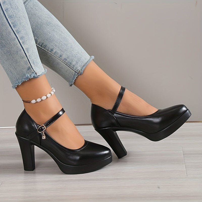 Buty damska na platformie | Pasek w stylu Mary Jane