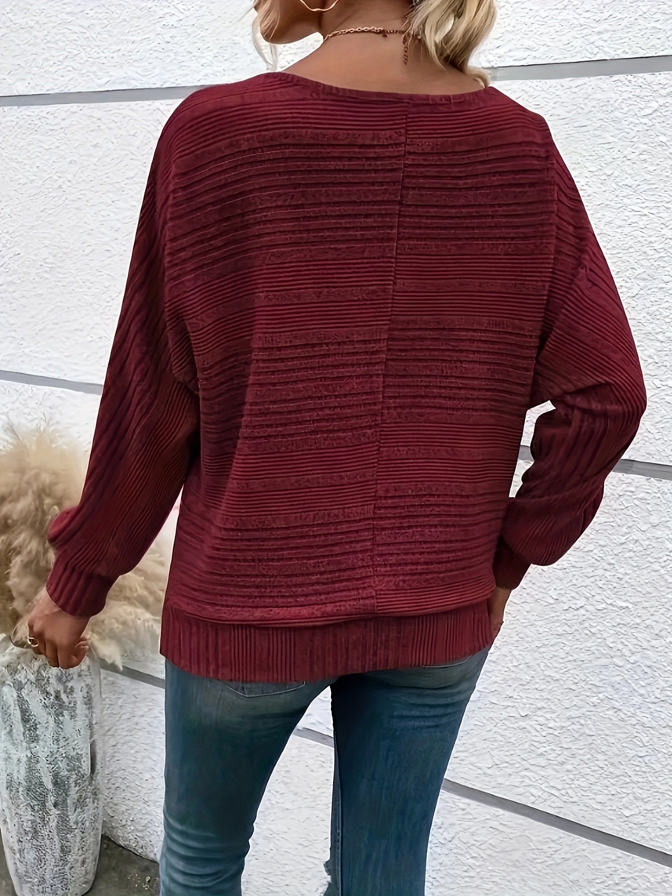 Sweter damska z rękawami typu batwing | Okrągły dekolt