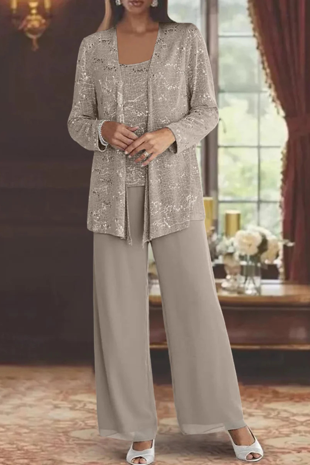 Women's Three-Piece Sequin Set | Elegant