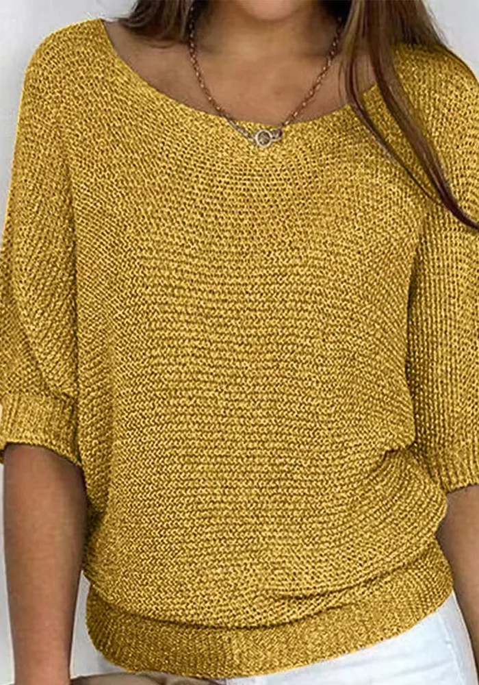 Damski Sweter Z Dekoltem Łódką | Rękaw Do Łokcia