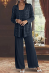 Women's Three-Piece Sequin Set | Elegant