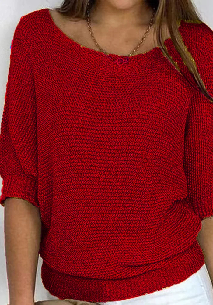 Damski Sweter Z Dekoltem Łódką | Rękaw Do Łokcia