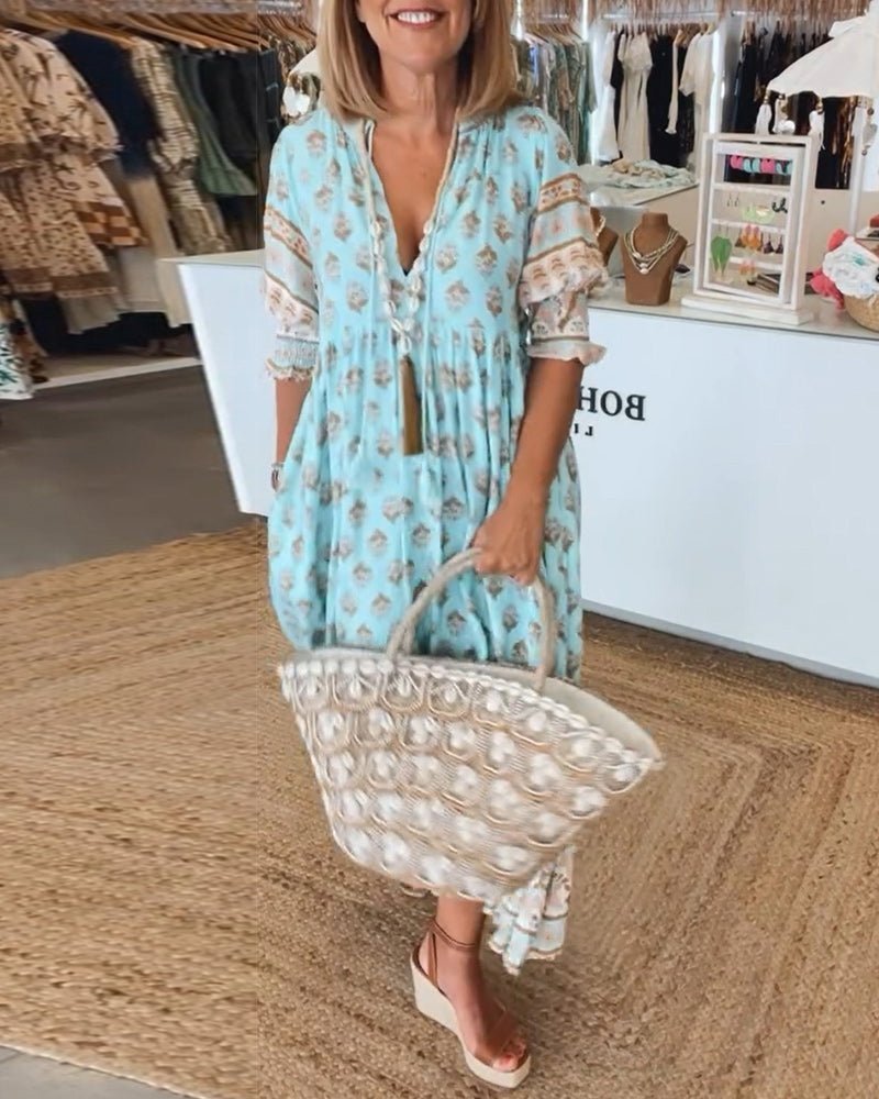 Damska Sukienka Boho z Nadrukiem | Mini