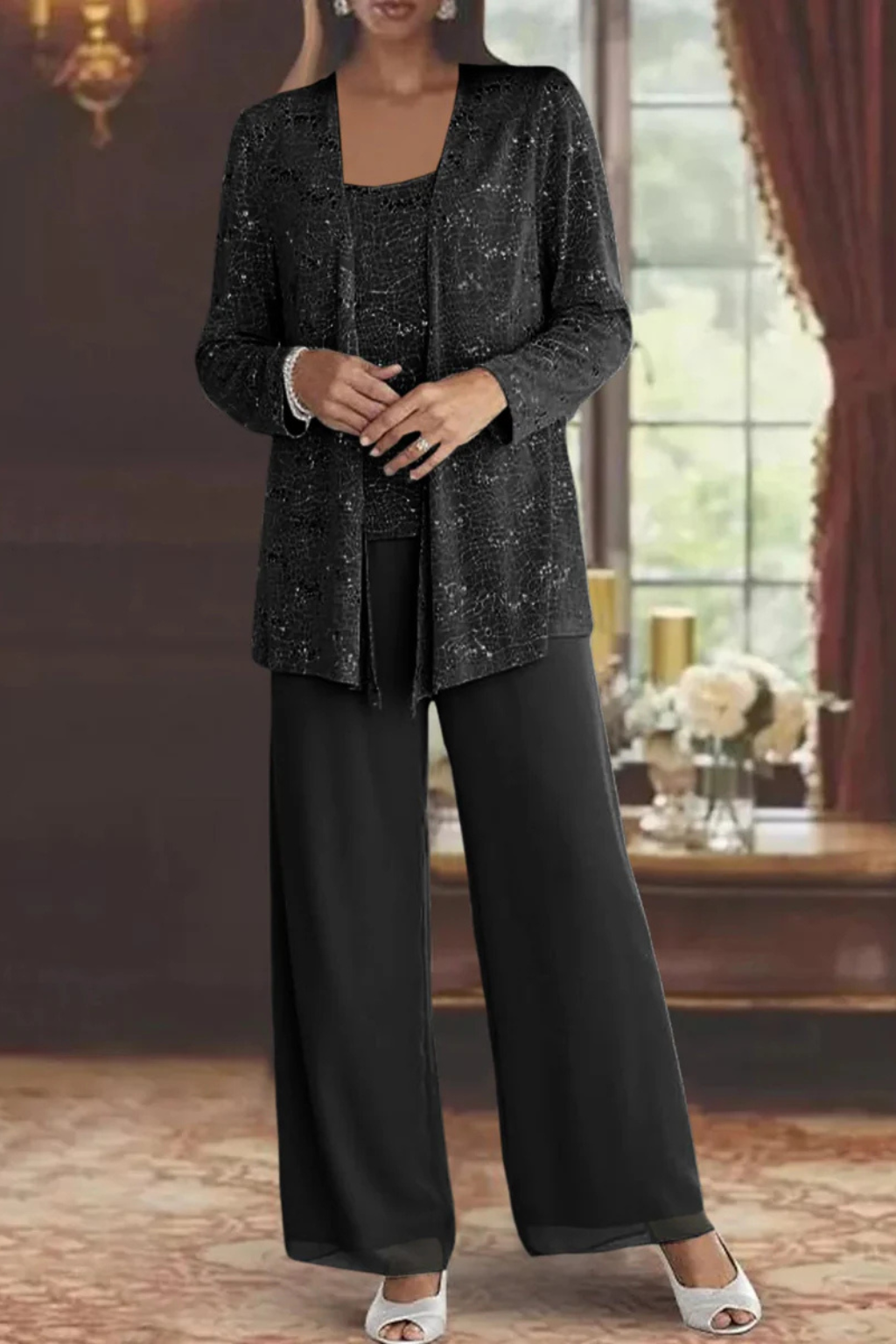 Women's Three-Piece Sequin Set | Elegant