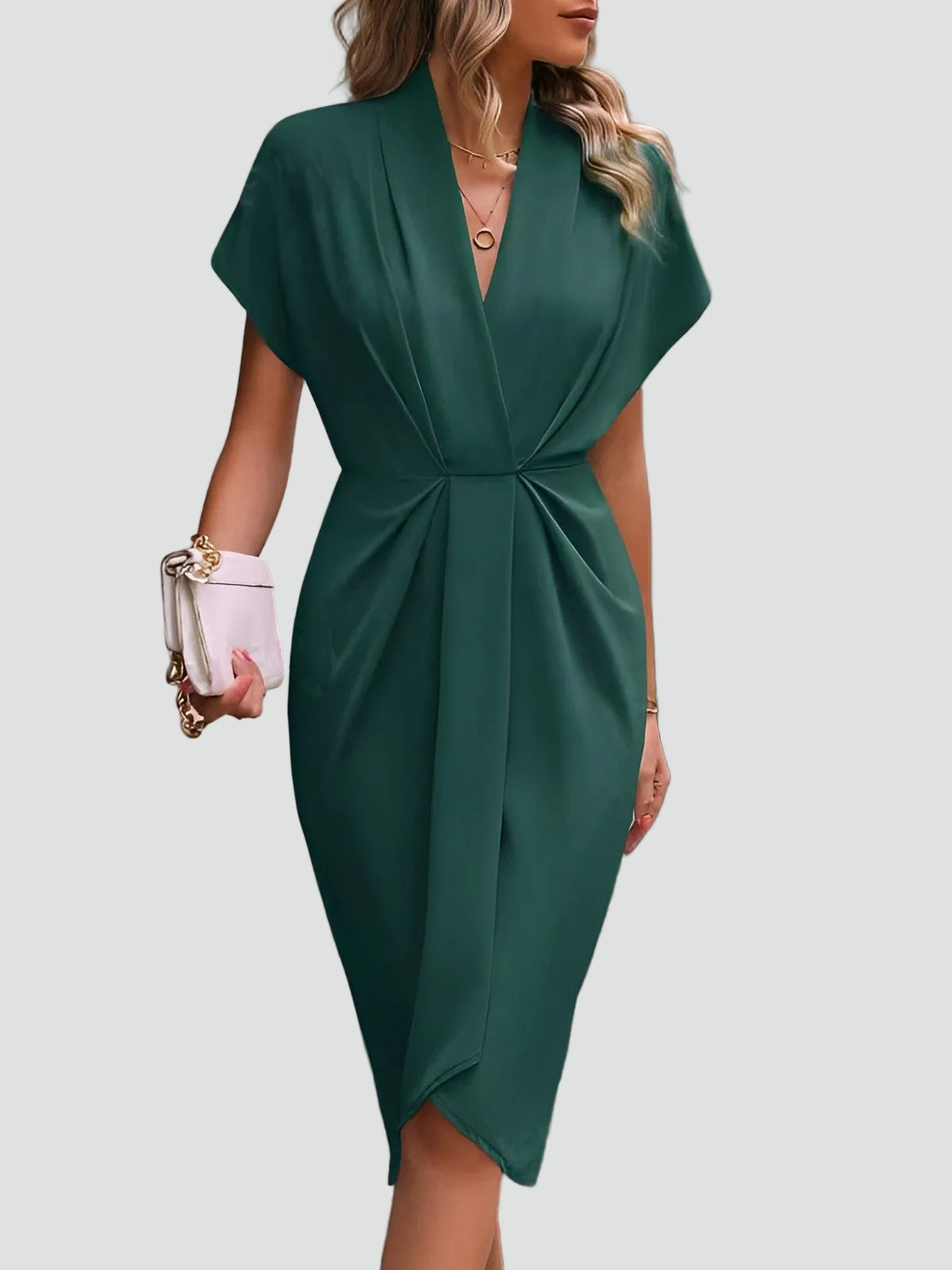 Women's Evening Dress with V-Neck | Midi