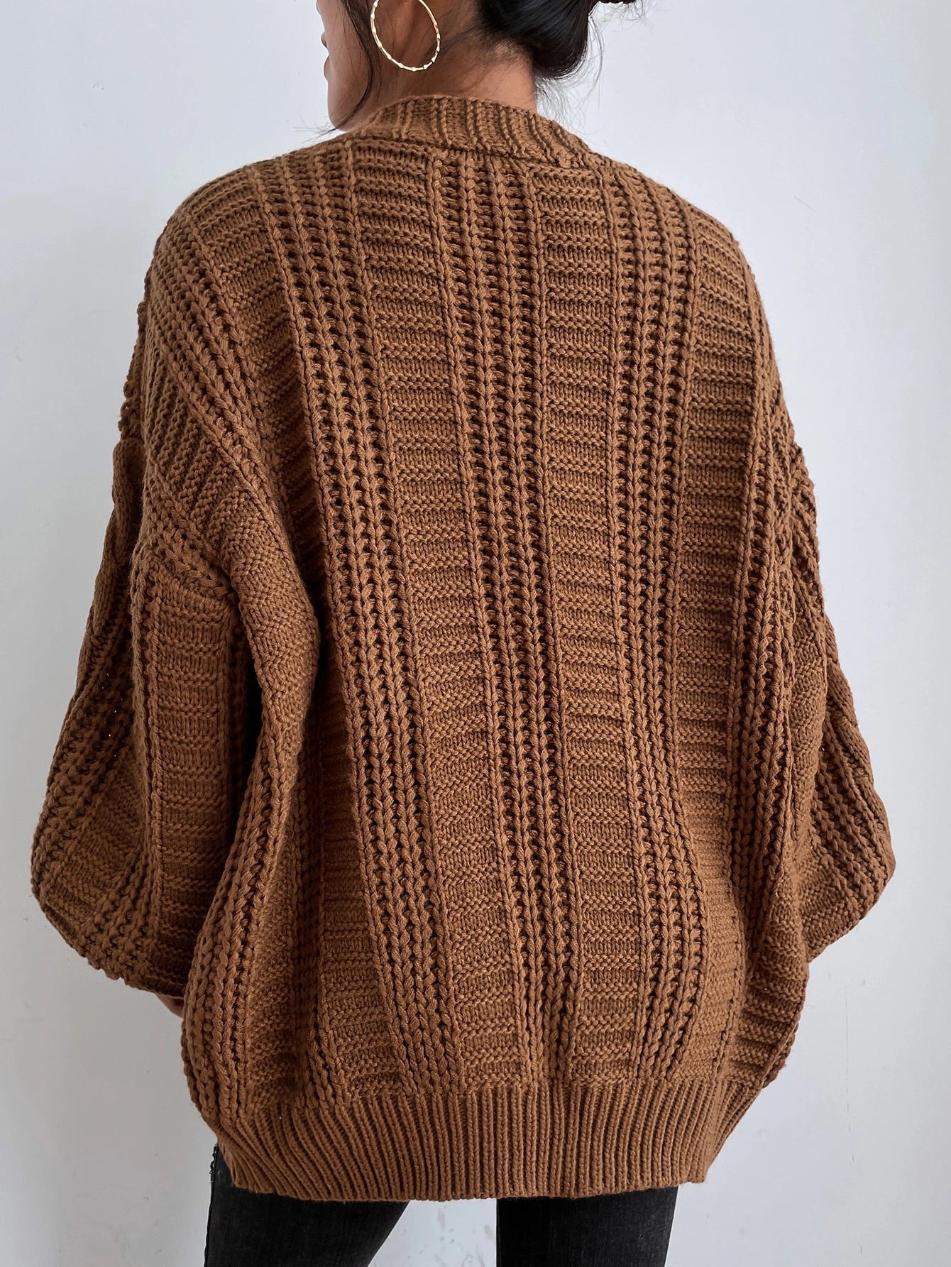 Kardigan Damski z Grubym Warkoczem | Oversized