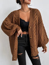 Kardigan Damski z Grubym Warkoczem | Oversized