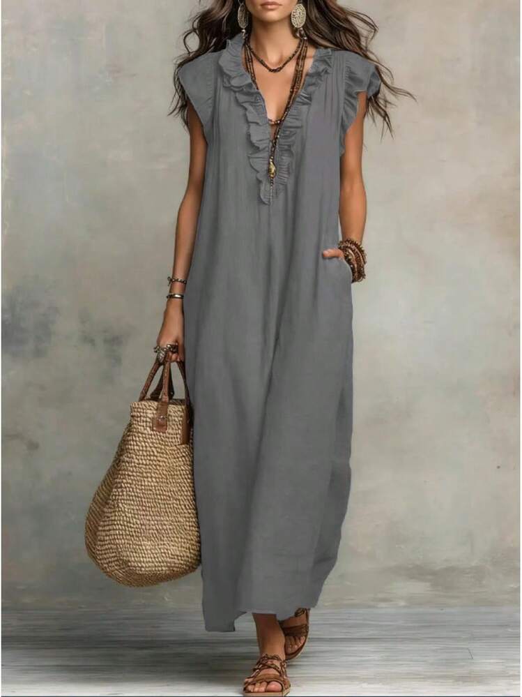 Dámské boho šaty s volánky | Maxi