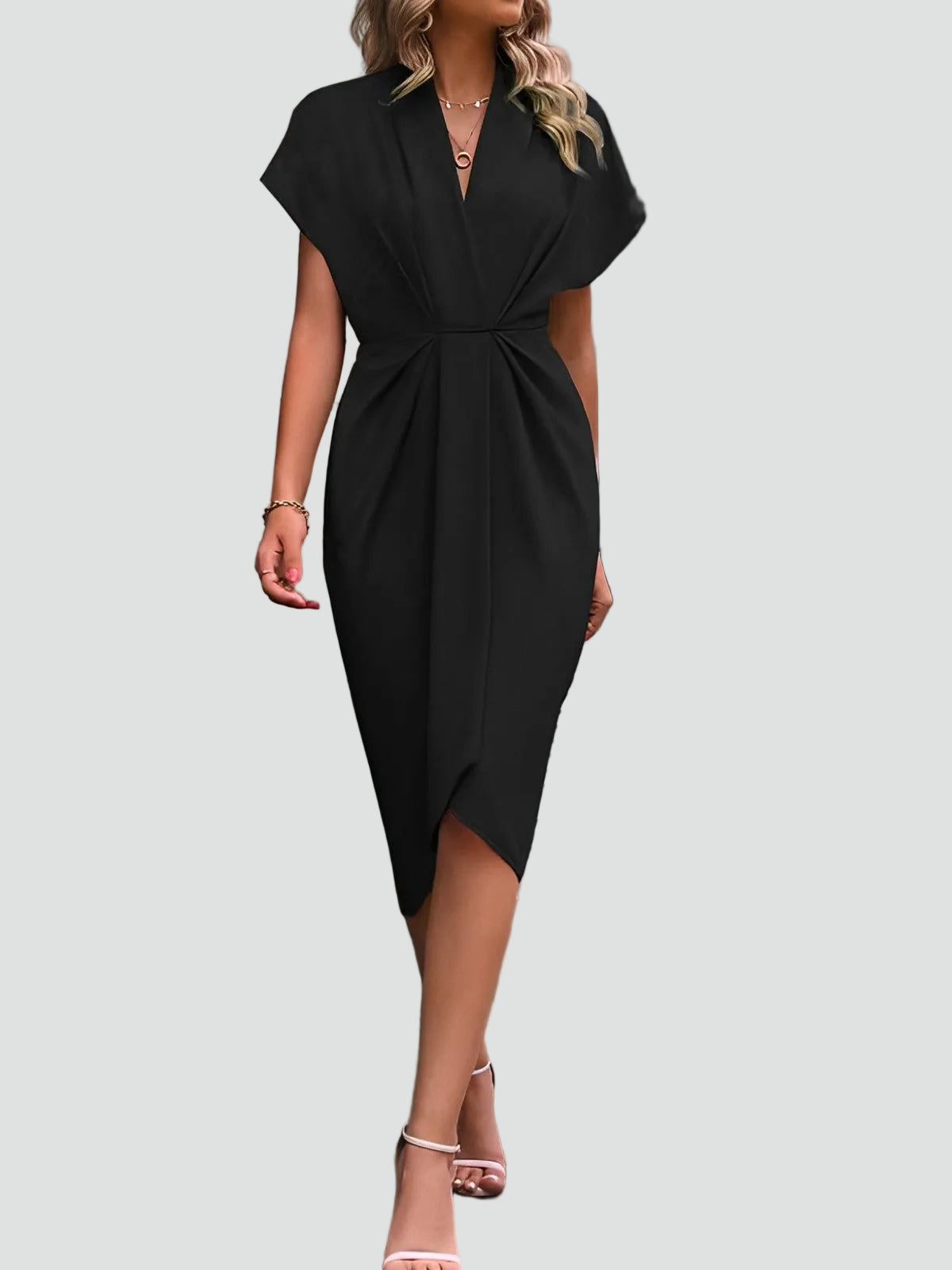 Women's Evening Dress with V-Neck | Midi