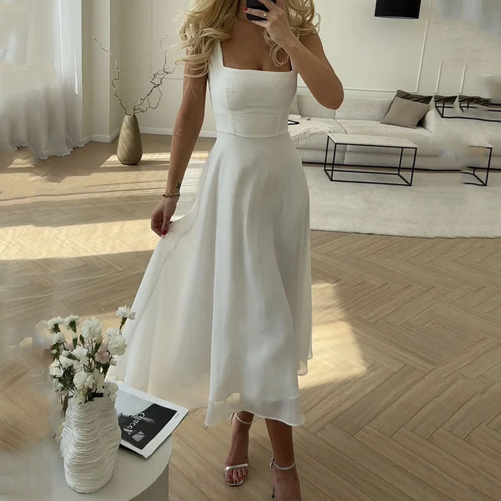 Women's Wedding Dress Square Neckline | Midi