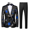Męski Garnitur Blazer w Kwiaty | Elegancka Odzież na Przyjęcia