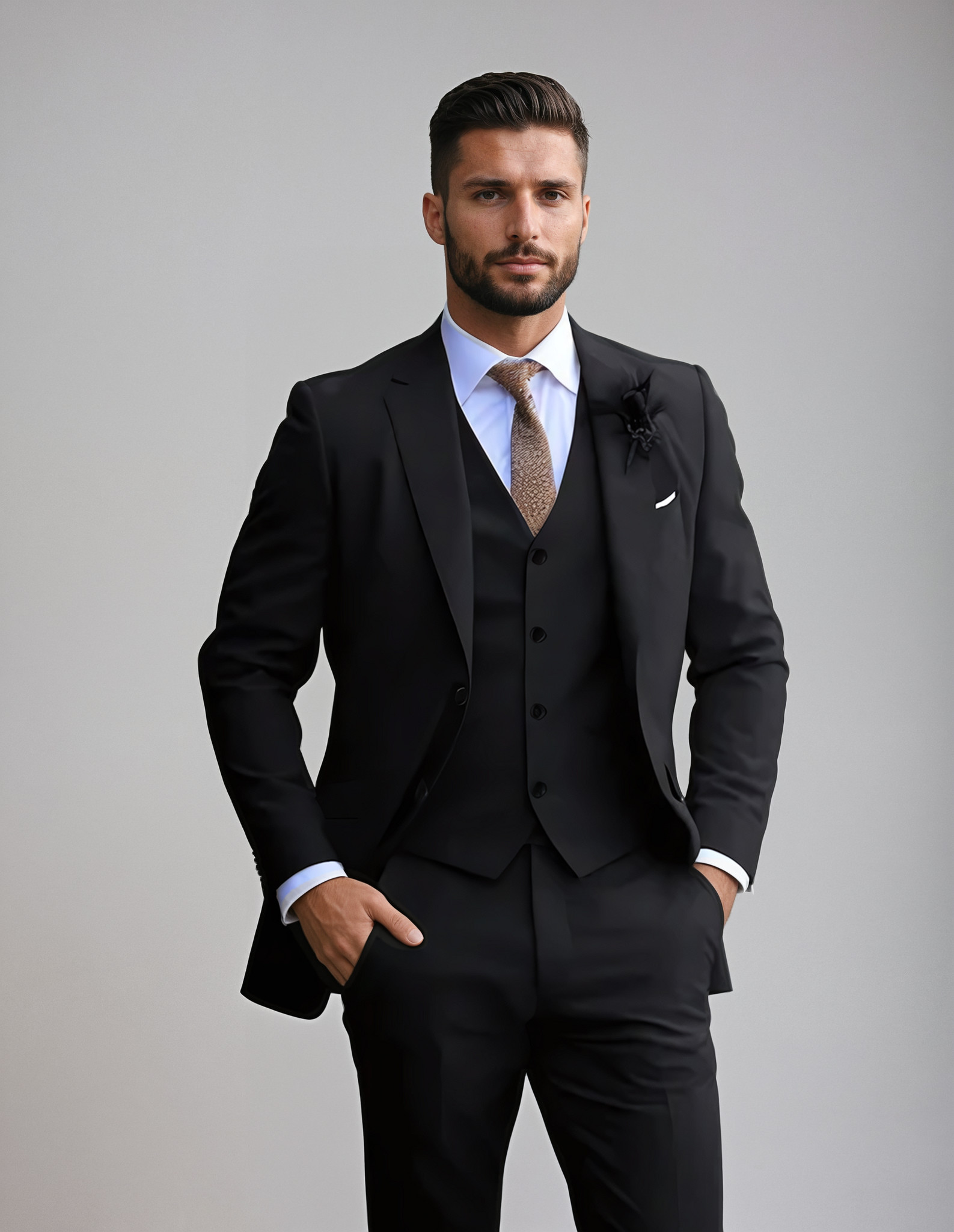 Męski formalny garnitur 3-częściowy | Slim Fit
