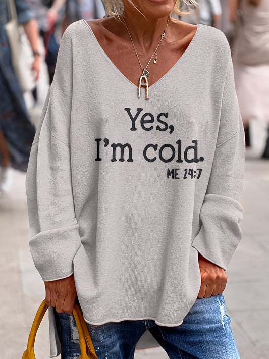 Casualowy damski sweter z grafiką