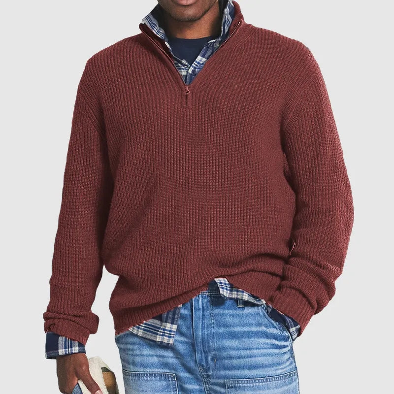 Męski Sweter z Ćwierć Zamkiem | Casual Pullover