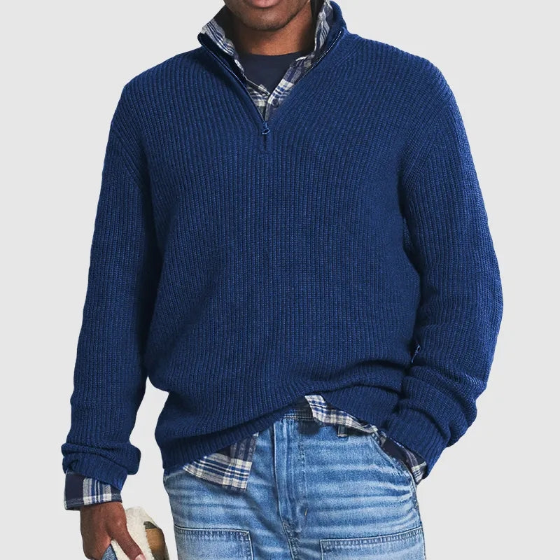 Męski Sweter z Ćwierć Zamkiem | Casual Pullover