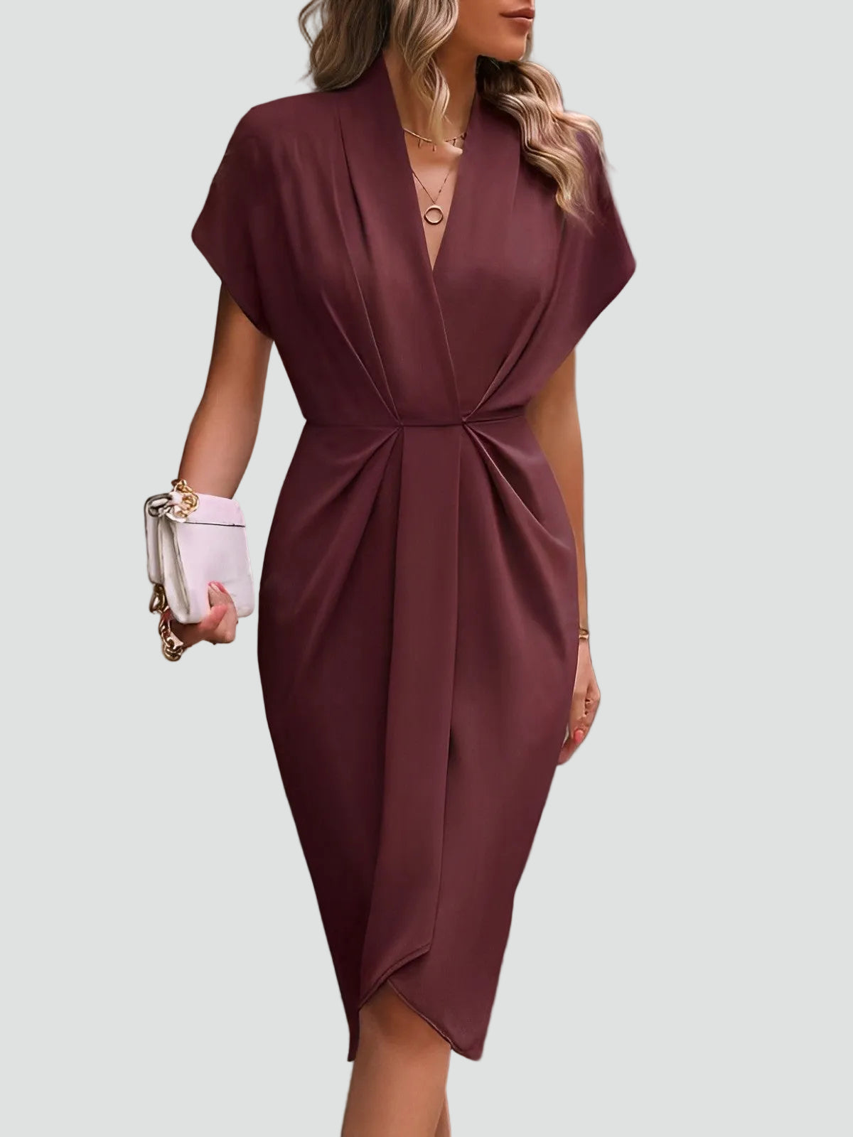 Women's Evening Dress with V-Neck | Midi
