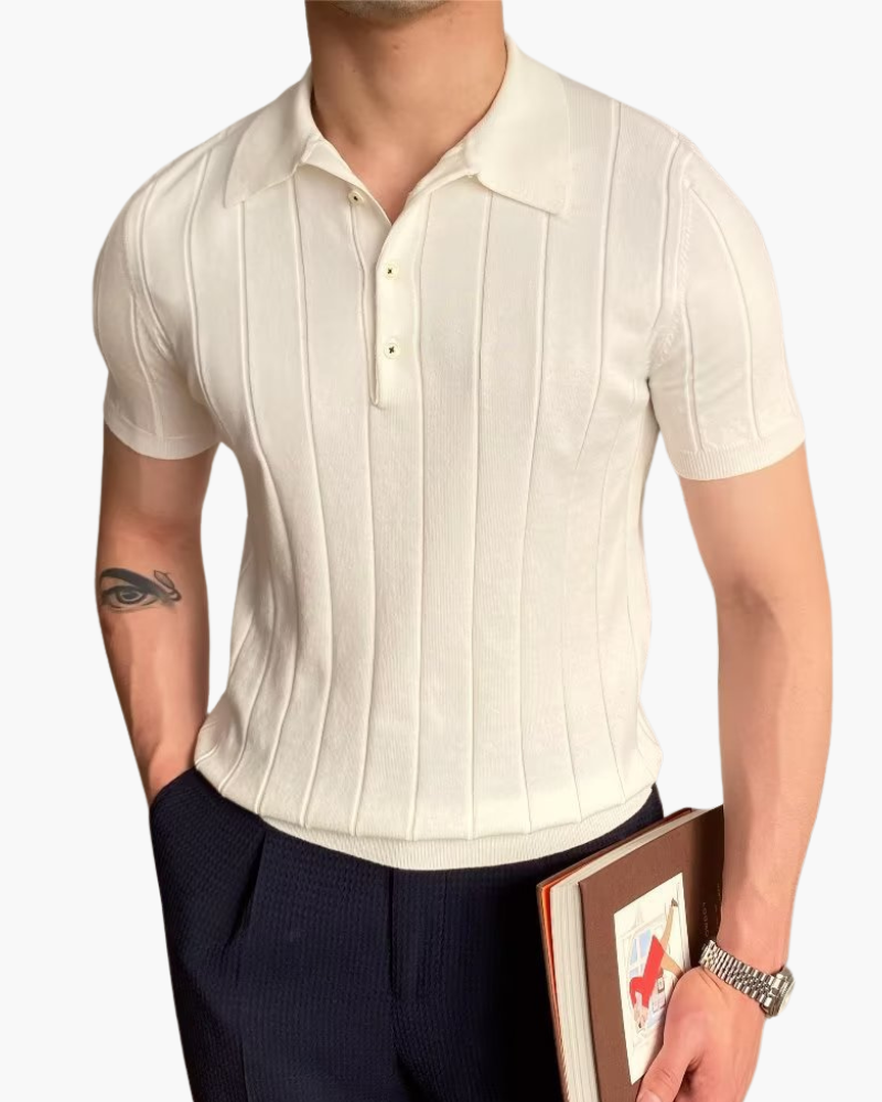 Męska Dzianinowa Koszulka Polo Slim Fit | Krótki Rękaw