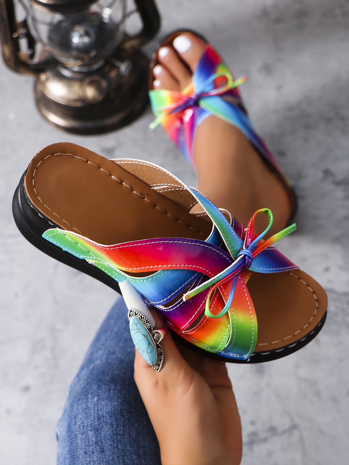 Kobiece Sandały Slip-On z Kokardą | Lato