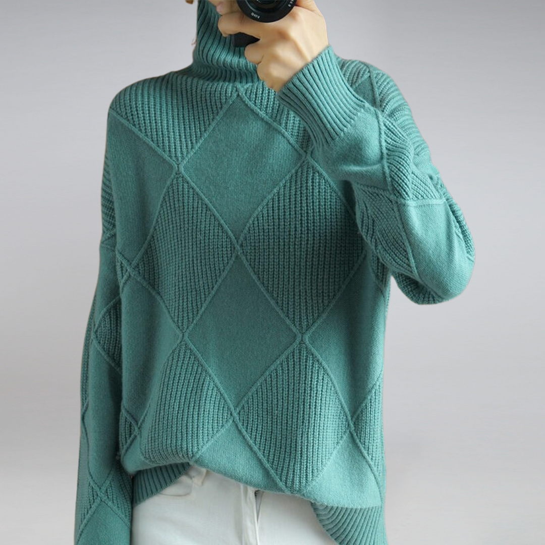 Damski sweter w diamentowy wzór | Casual