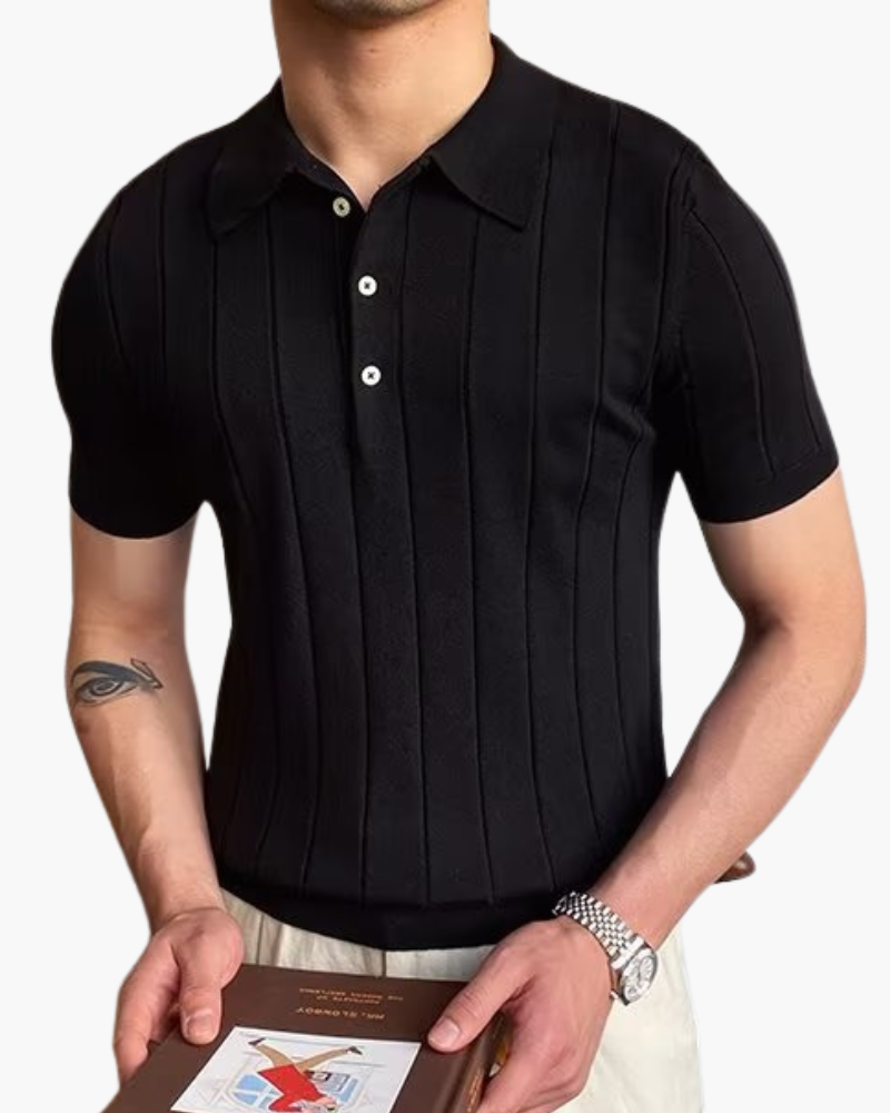 Męska Dzianinowa Koszulka Polo Slim Fit | Krótki Rękaw