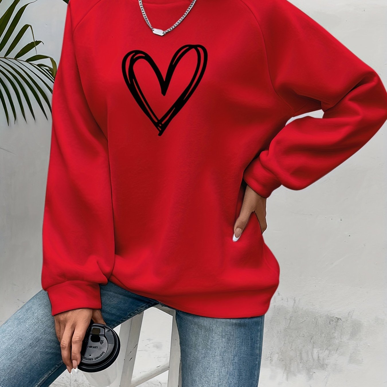 Damska Sweter Codzienny | Motyw Serca