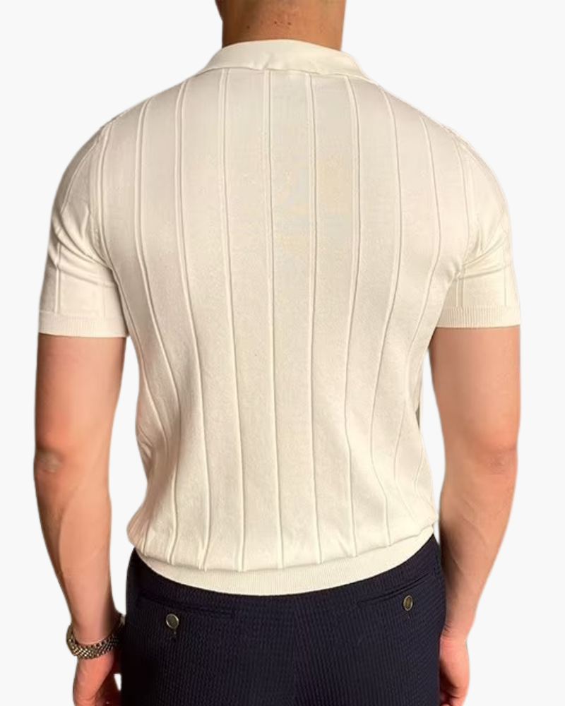 Męska Dzianinowa Koszulka Polo Slim Fit | Krótki Rękaw