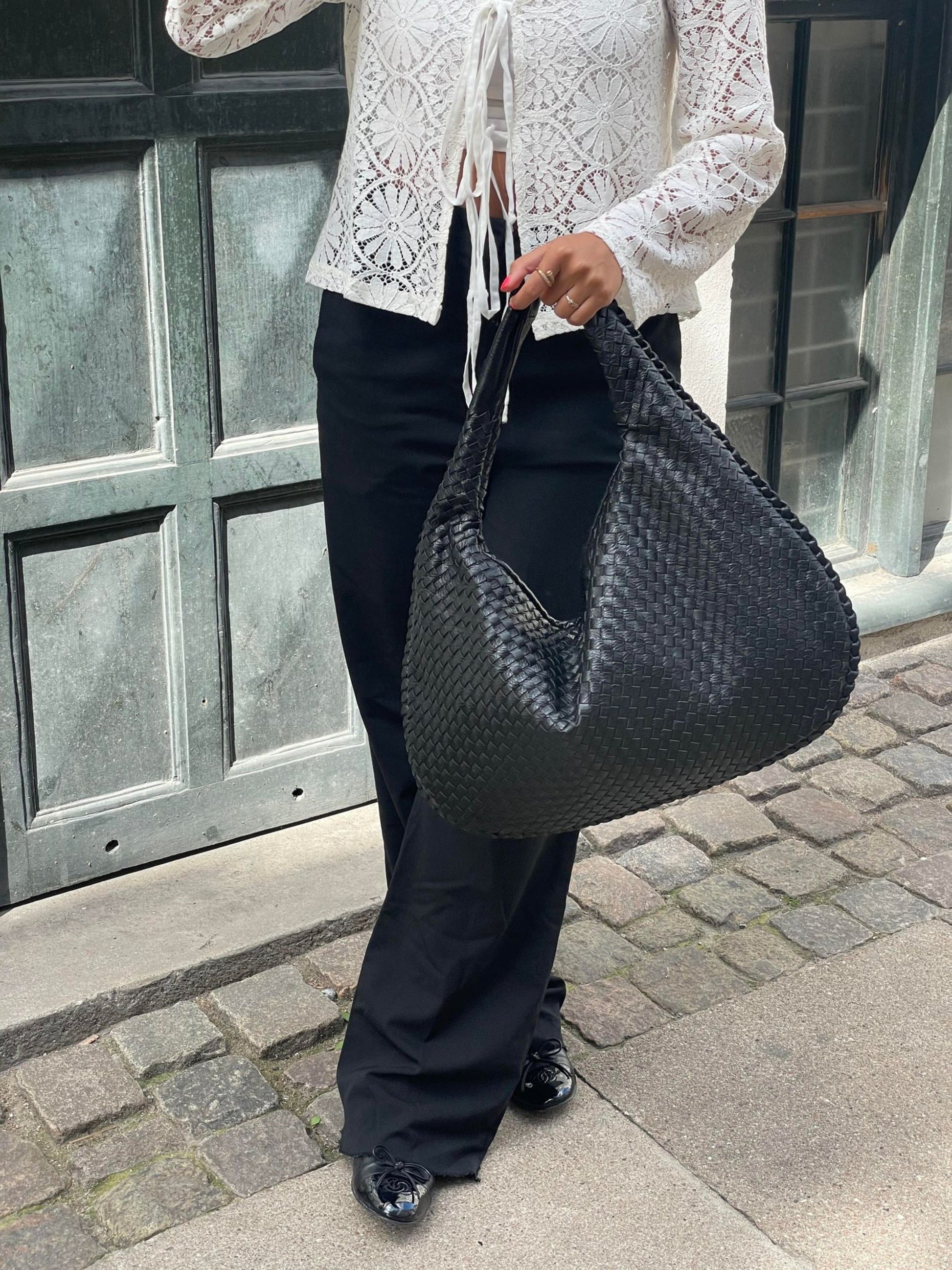 Dámská pletená kabelka hobo | Velká