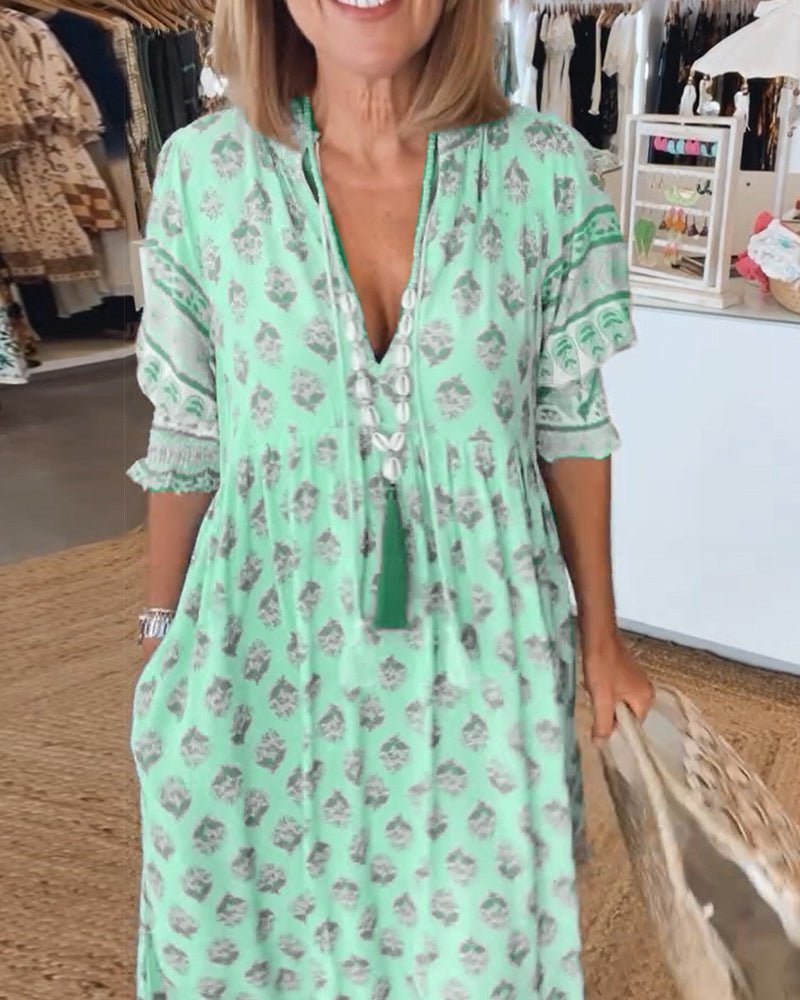 Damska Sukienka Boho z Nadrukiem | Mini