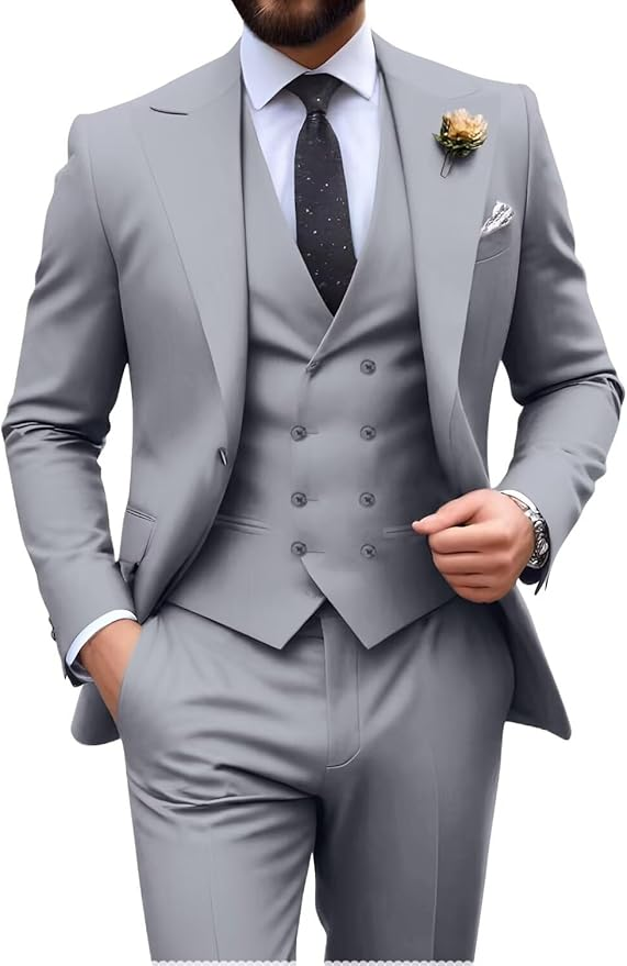 Męski garnitur slim fit 3-częściowy | Formalne wesele