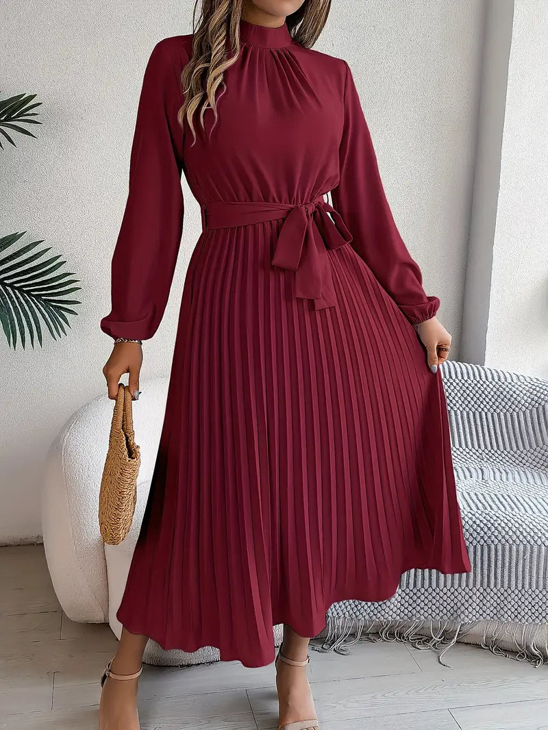 Damska Elegancka Sukienka Plisowana | Midi