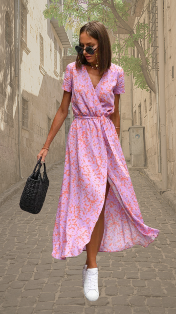 Pink with flowers