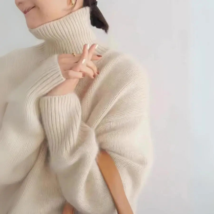 Damski Oversized Sweter z Golfem | Długi Rękaw