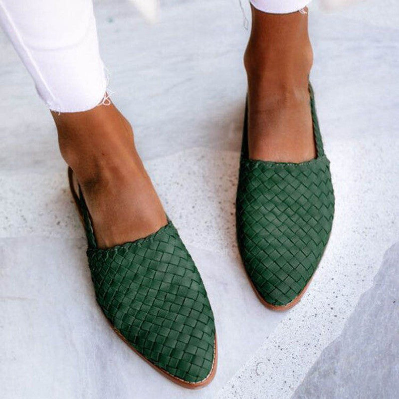 Damskie Woven Flats | Slip-On