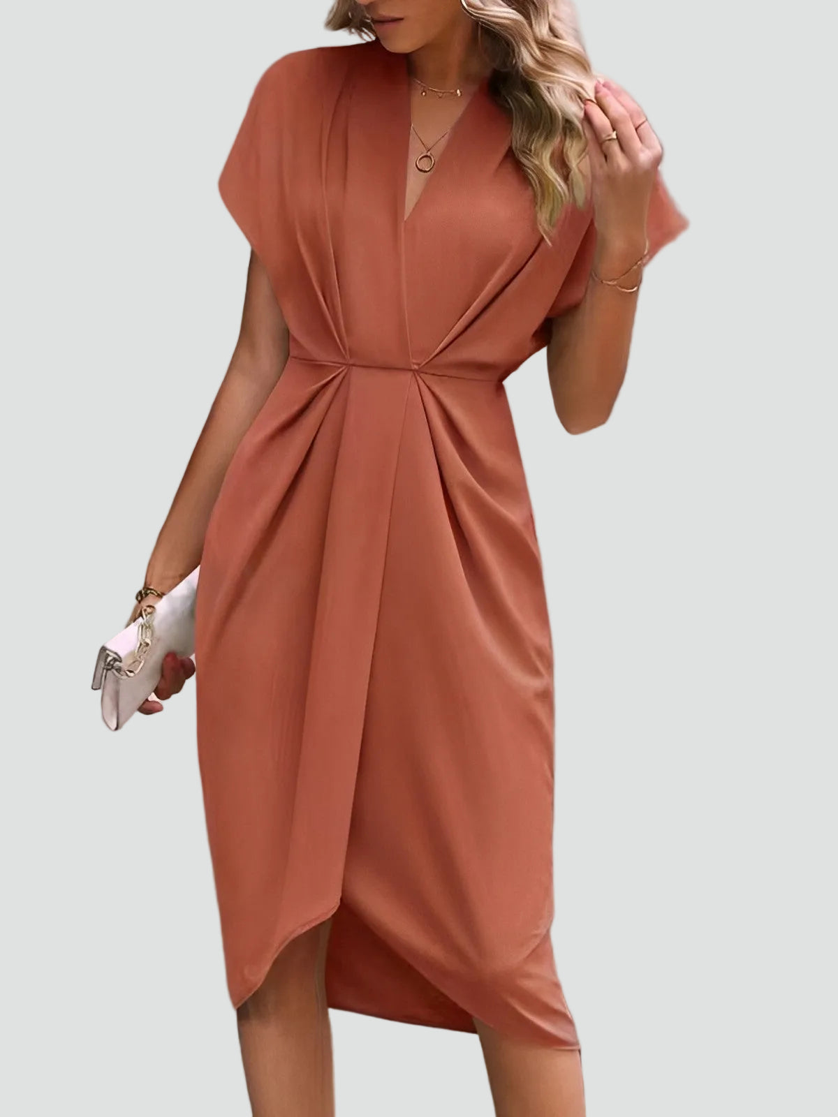 Women's Evening Dress with V-Neck | Midi