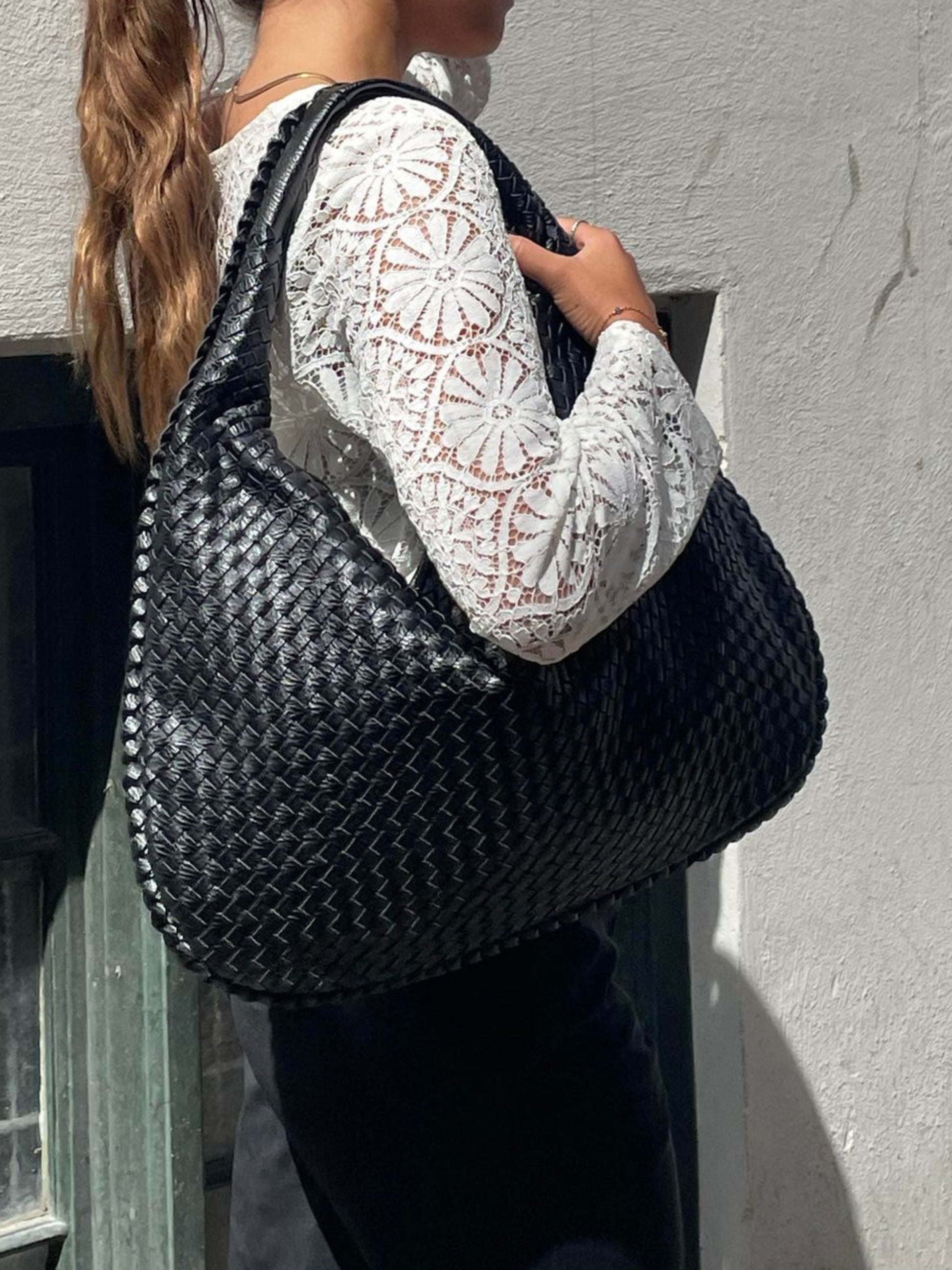 Dámská pletená kabelka hobo | Velká