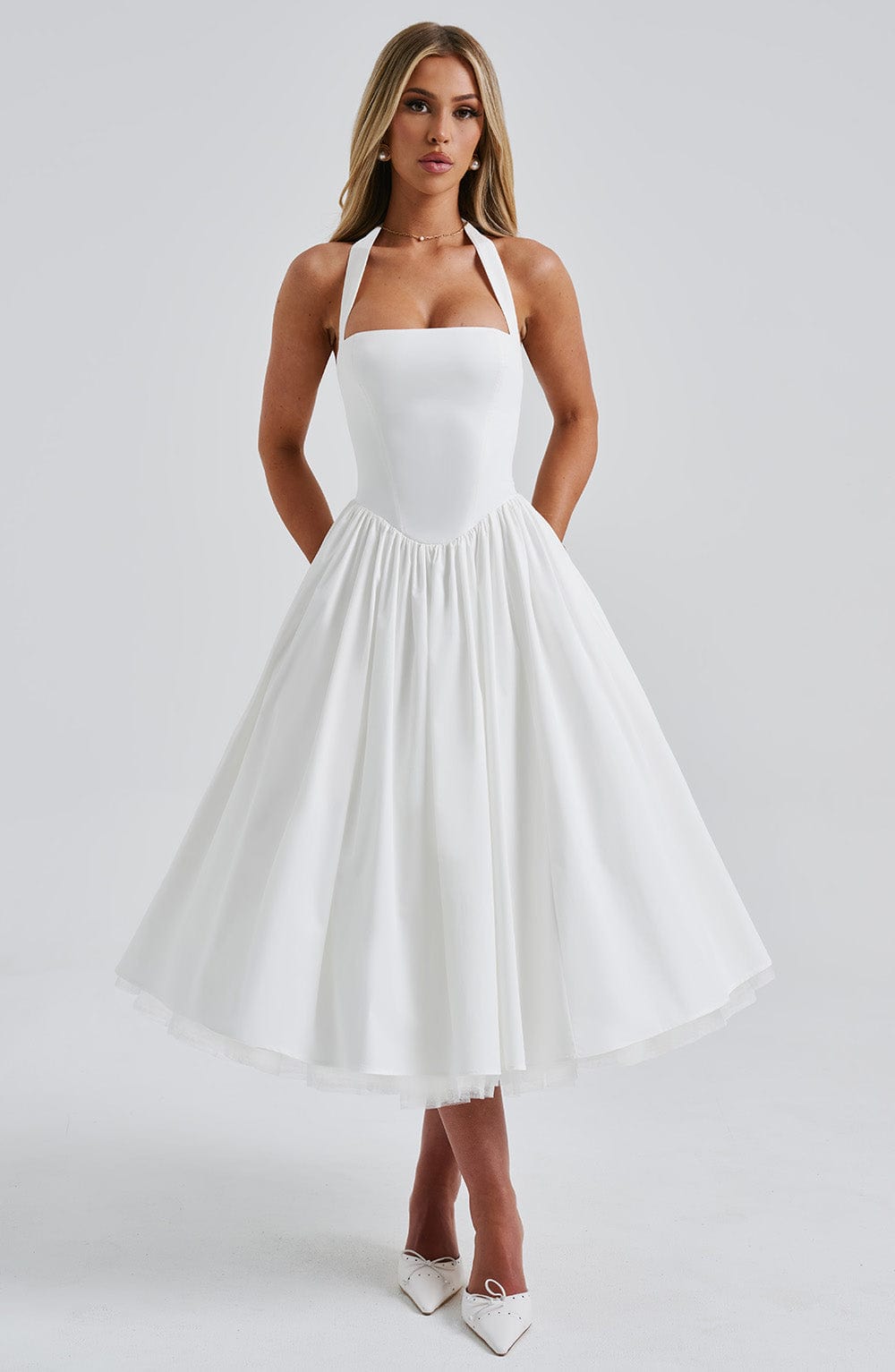 Damska Sukienka Ślubna Halter | Midi