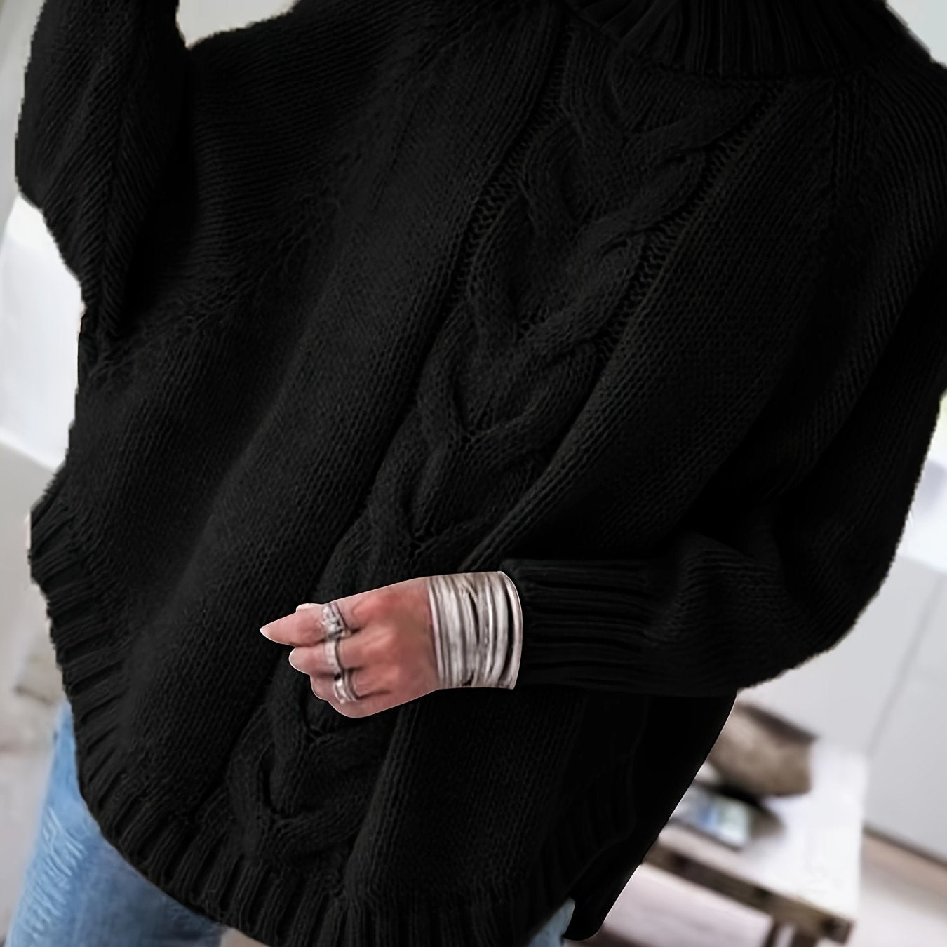 Damska Zimowa Sweter | Oversize Z Warkoczowym Splotem
