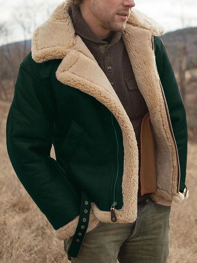 Męski płaszcz aviator z baraniny | Ciepły styl na zimę