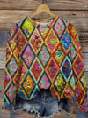 Patchwork-blomstret sweatshirt til kvinder | Langærmet