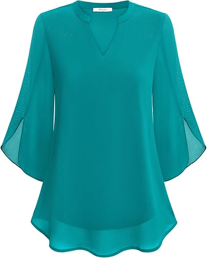Damska Bluzka Chiffon Z Dekoltem V | Luźny Krój