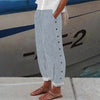 Women's Casual Striped Pants | Decorative Buttons