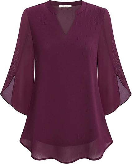Damska Bluzka Chiffon Z Dekoltem V | Luźny Krój