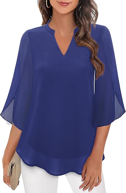 Damska Bluzka Chiffon Z Dekoltem V | Luźny Krój