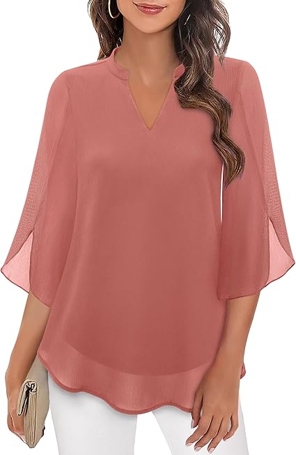 Damska Bluzka Chiffon Z Dekoltem V | Luźny Krój