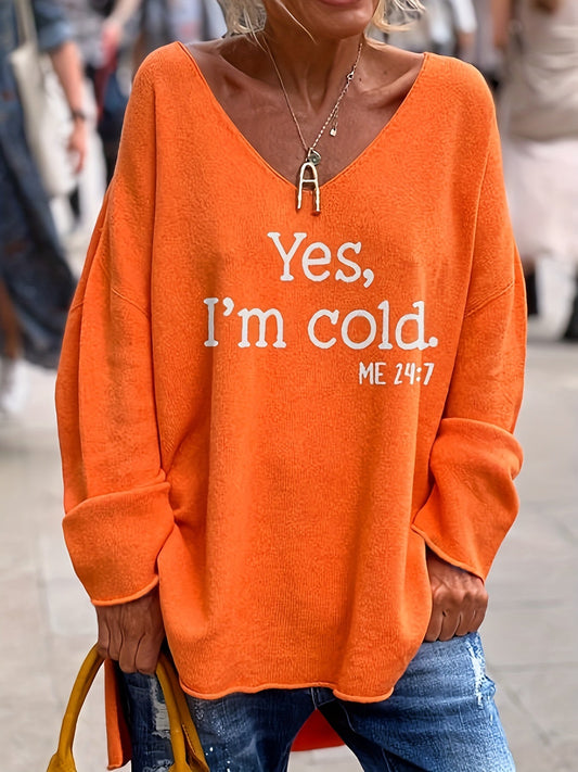 Casualowy damski sweter z grafiką