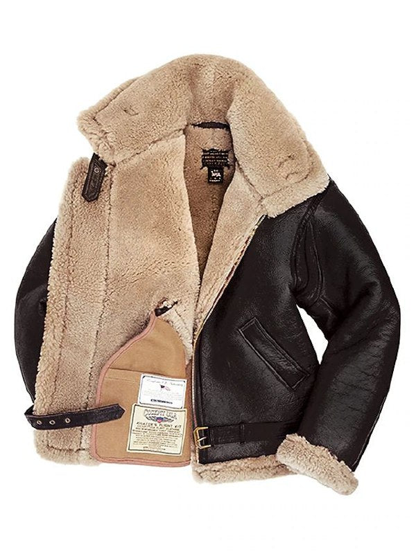 Męski płaszcz aviator z baraniny | Ciepły styl na zimę